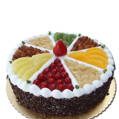 "Black forest with fresh fruit toppings cake - 1kg - code NC10 - Click here to View more details about this Product